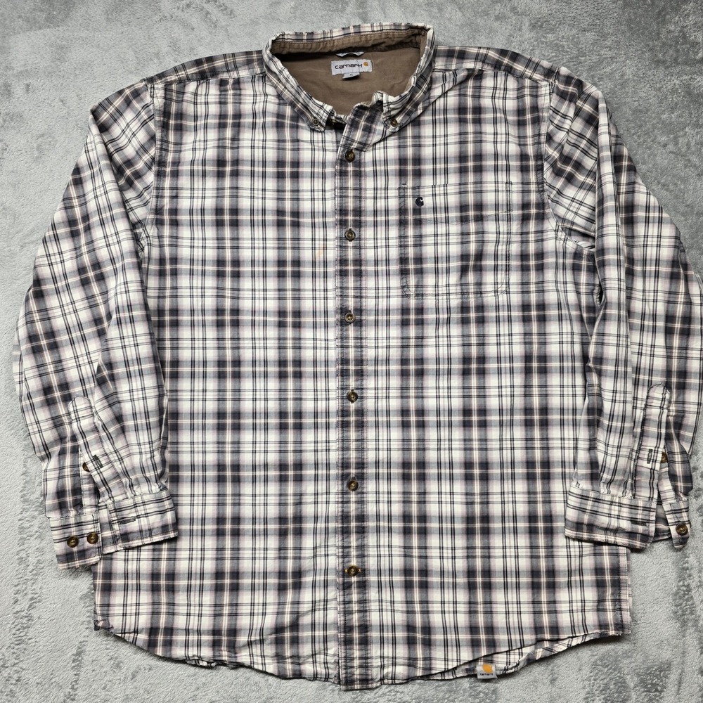 Carhartt Mens Relaxed Fit Plaid Long Sleeve Button Down Shirt XL 100588 482